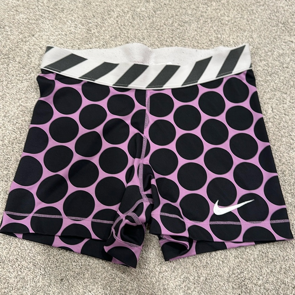 Nike Pro Spandex, Purple and Black Polkadots, Medium